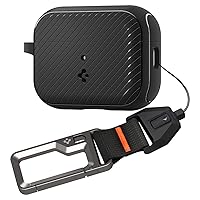 Spigen Mag Armor Case and Lanyard with Carabiner Designed for AirPods Pro 2nd Generation Case (2022) - Black