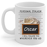 Lovesout Personal Stalker I Will Follow You Budgett's Frog Personalized Name Coffee Mug White Ceramic Cup 11oz