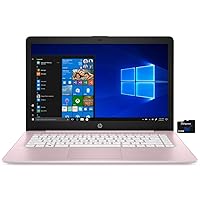 HP 2021 Stream 14 inch HD Laptop PC, Intel Celeron N4000, 4GB RAM, 64GB eMMC, WiFi, Bluetooth, Webcam, HDMI, Windows 10 S with Office 365 Personal for 1 Year + Fairywren Card (Rose Pink)