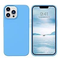 GUAGUA Compatible with iPhone 13 Pro Max Case 6.7 Inch Liquid Silicone Soft Gel Rubber Slim Microfiber Lining Cushion Texture Cover Shockproof Protective Phone Case for iPhone 13 Pro Max, Blue