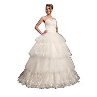 Ivory Sweetheart Strapless Ball Gown Wedding Dress With Layered Skirt
