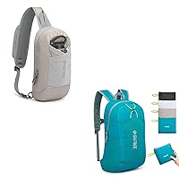 G4Free Sling Bag RFID Blocking Lightweight Crossbody Backpack+24L Lightweight Packable Hiking Backpack