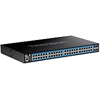 TRENDnet 52-Port Gigabit Web Smart Switch with 10G SFP+ Ports, TEG-3524S, 48 x Gigabit Ports, 4 x 10G SFP+ Ports, Network Ethernet Switch, Lifetime Protection, Black