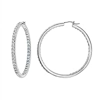 Amazon Collection Platinum or Gold Plated Sterling Silver Inside-Out Hoop Earrings made with Infinite Elements Zirconia
