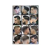Barbershop Salon Men's Hairstyle Guide Poster Canvas Painting Posters and Prints Wall Art Pictures for Living Room Bedroom Decor 08x12inch(20x30cm) Unframe-Style