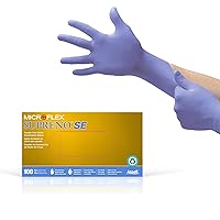 Microflex SU-690 Disposable Nitrile Gloves, Latex-Free, Powder-Free Glove for Cleaning, Mechanics, Automotive, Industrial, or Medical applications, Violet, Size Large, Box of 100 Units