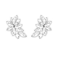 Silver Rhinestone Stud Earrings Dainty Small Wedding Earrings for Bride Cute Crystal Cluster Earring for Women Girls Prom