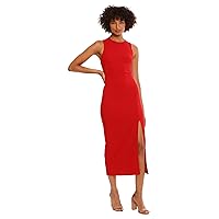 Donna Morgan Women's Sleek Crepe Dress with Asymmetric Back and Slit Details Event Party Date Night Out Guest of