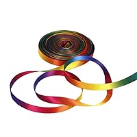 Satin Ribbon Gradient Rainbow Double Side Colorful Print Polyester Ribbon 50 Yard 3/8