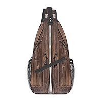 Sling Backpack crossbody for Man Woman Wooden Barn Door in Stone Farmhouse Vintage cross body Adjustable Chest Bag