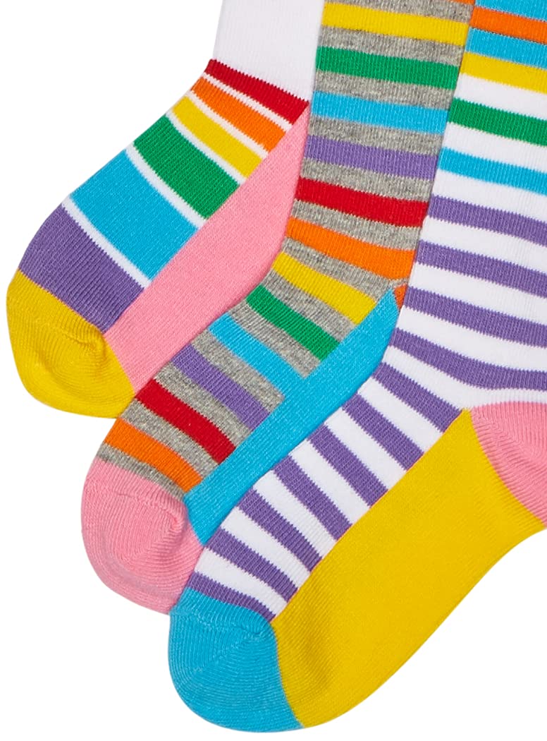 Jefferies Socks Girls' Little Colorful Rainbow Knee High Socks 3 Pair Pack