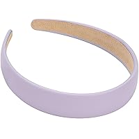 WantGor 1 Inch PU Leather Headband, Wide Padded Hairband Fashion Hair Bands Cute Womens Headbands Holiday DIY Hair Accessories (Purple)