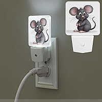 Bright Plug in Night Light Grey Rat NightLights Plug into Wall Dusk to Dawn Sensor Soft White Automatic Night Light for Bathroom Hallway