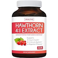 Hawthorn Berry 4:1 Extract (120 Capsules) Supports Healthy Blood Pressure, Circulation, Heart Health & Immune System - Powerful Antioxidant Hawthorne Supplement