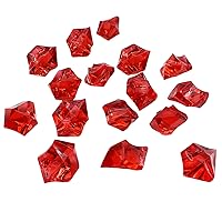 1 Bag Clear Acrylic Stones for Centerpieces Polished Acrylic Crystal Stones Sparkling Acrylic Gemstone Fishbowl Filler Realistic Irregular Shape Vase Fillers of Bright Polished Fake Ice Stones Red