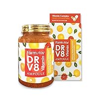 Farmstay All in One Dr-V8 Vitamin Ampoule - Multi Vitamin Ampoule - Vitamin C, E, B5, B3 + CE - Must Have Korean Skin Care Ampoule for Anti-aging and Brightening