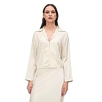 LilySilk 100% Mulberry Silk Shirt 22 Momme Women Elegant Sexy Plain Blouse with Long Sleeve and V Neck