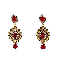 Beautifully Handcrafted Jhumki Earrings Embellished with Kundan Stones Pearl 18K Gold Plated Rich Look Superfine Jhumka Fashion Jewellery for Women and Girls