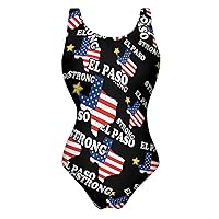 El Paso Strong USA Flag One Piece Swimsuit for Women Tummy Control Bathing Suit Slimming Backless Swimwear