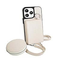 Crossbody Wallet Case for Women, Compatible with iPhone15 Pro/15 Pro Max, Wallet Style Headphone Case with Shoulder Strap (Off White, 15 Pro Max 6.7 inch)