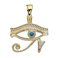 Little Treasures Eye of Horus 14 ct Gold Yellow Gold Turquoise Pendant Necklace Necklace (Available Chain Length 16