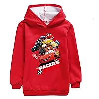 Kids Child McQueen Lightning Soft Brushed Sweatshirt with Hood,Cartoon Cars Pullover Fleece Hoodie for Boys,Girls