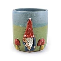 Modern Artisans American Made Stoneware Pottery Countertop Utensil Caddy Jar with Gnome Motif