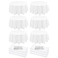 6 Pack Polyester Round Tablecloth 70 inch White Table Cloths Water Resistant Polyester Cloth Round Tablecloths Washable Tablecloth for Party,Wedding Reception,Restaurant Banquet,BBQ,Dinner,Gift Table