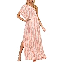 Summer Europe and The United States Women's Printed Chiffon Slit Sexy Strapless Long Dress for Women Plus Size