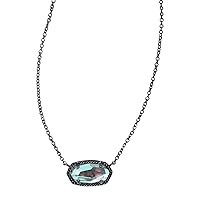Kendra Scott Women's Elisa Birthstone Necklace Gunmetal Gray Dichroic Glass One Size One Size