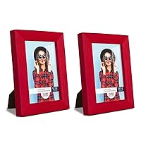Renditions Gallery 3.5x5 inch Picture Frame Set of 2 High-end Modern Style, Made of Solid Wood and High Definition Glass Ready for Wall and Tabletop Photo Display, Red Frame