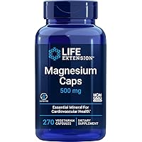 Life Extension Magnesium Caps 500mg, 270 Veg Capsules - Broad Spectrum - 3 Mags in 1 Supplement: Oxide, Citrate, Succinate - Vegetarian