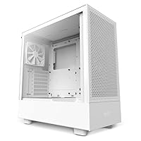 H5 Flow RGB Compact ATX Mid-Tower PC Gaming Case – High Airflow Perforated Front Panel Tempered Glass Side Cable Management 2 x F140 Core Fans 280mm Radiator Support White