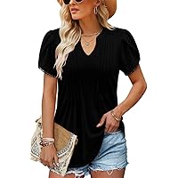 BETTE BOUTIK Womens Summer Tops Pleated Tunic Tops Short Sleeve Tops Shirts Blouses S-3XL