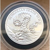 In Decorative Black Ring Capsule Ultra-High Relief 2oz Round Mongolian Death Worm-Cryptozoology Series