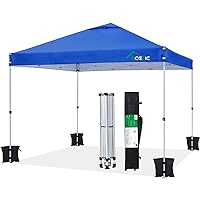 10x10 Pop Up Canopy Tent,300D Silver-Coating Top,1-Person Setup Pop Up Canopy Tent Instant Portable Shelter with 1-Button Push and Wheel Carry Bag, Bonus 8 Stakes and 4 Canopy Weights (Blue)