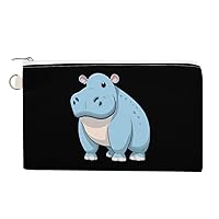 Cute Hippo Canvas Wallet Slim Wristlets Bag Credit Card Clutch Purses