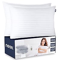 Nestl Bed Pillows for Sleeping - Down Alternative Sleep Pillows King Size Set of 2-100% Cotton Pillow with Polyester Fiber Filling - Soft and Fluffy Pillow 20x 36 Inches