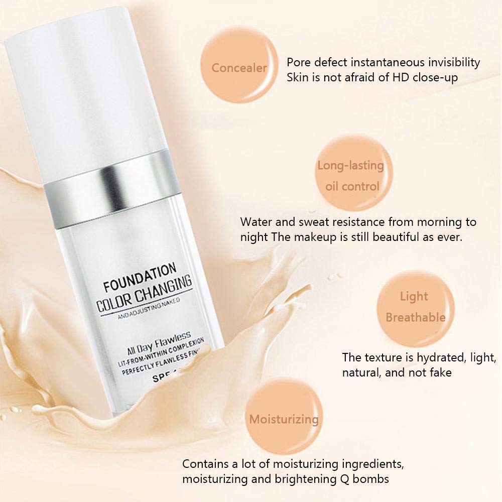 TLM Concealer Cover Cream, Flawless Colour Changing Foundation Makeup, Warm Skin Tone Foundation liquid Base Nude Face Moisturizing Liquid Cover Concealer for Women and Girls (1pcs)