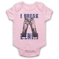 Unisex-Babys' I Break Denim Jeans Slogan Baby Grow