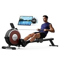 MERACH Rowing Machine, Magnetic Rower Machine for Home, 16 Levels of Quiet Resistance, Dual Slide Rail with Max 350lb Weight Capacity, App Compatible