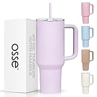 40oz Tumbler with Handle and Straw Lid | Double Wall Vacuum Reusable Stainless Steel Insulated Water Bottle Travel Mug Cup | Modern Insulated Tumblers Cupholder Friendly (Orchid)