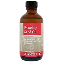 Plantlife Rosehip Seed Carrier Oil - Cold Pressed, Non-GMO, and Gluten Free Carrier Oils - For Skin, Hair, and Personal Care - 4 oz