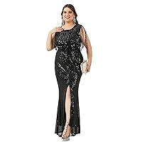 Plus Size Party Dress Women Sexy Slim Sequin Tassel Dresses Lady Solid Color Evening Elegant Dresses Large Size Female