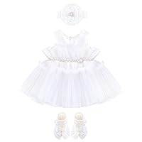 Lilax Baby Girl Tulle Princess Tutu Wedding Dress 3 Piece Set with Matching Shoe and Headband