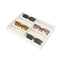 8 Grid Sunglasses Organizer for Drawer,Glasses Eyeglasses Holder Display Storage Tray for Girls,Beige Ice Velvet.