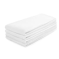Blank Kitchen Towels Dish Towels White 100% Cotton, Set of 4, Tea Towels for Crafting Embroidery, Dual-Texture Flat Woven Side and Terry Side, Oeko-Tex Cotton, 28 in x 16 in