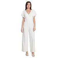 Maggy London womens Short Sleeve V-neck Jumpsuit Workwear Desk to Dinner Event Occasion Guest of