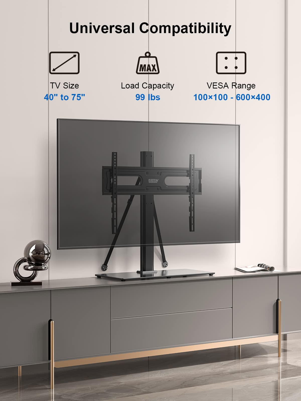 SAMSUNG QN43Q60CAFXZA 43 Inch QLED 4K Quantum HDR Dual LED Smart TV with an ERTSL2-01B Tabletop TV Stand for 40 Inch-75 Inch TVs with 9 Height Adjustments and a HDTV Screen Cleaner Kit (2023)