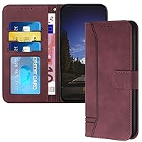 Wallet Case for Samsung Galaxy A15 5G Case, Genuine PU Leather Flip Case with Kickstand Credit Card Slot Holder Shockproof Full Protection Magnetic Case for Samsung A15 5G Smile Red HX3